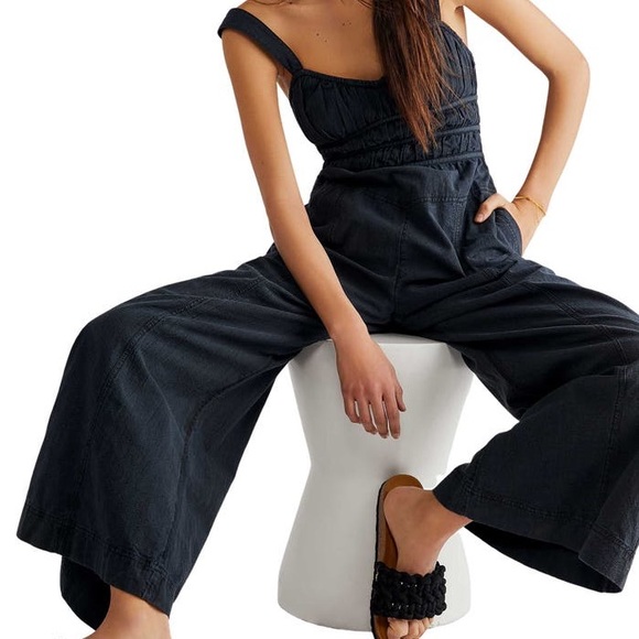 Free People Pants - Free People After All Ruched Wide Leg Jumpsuit